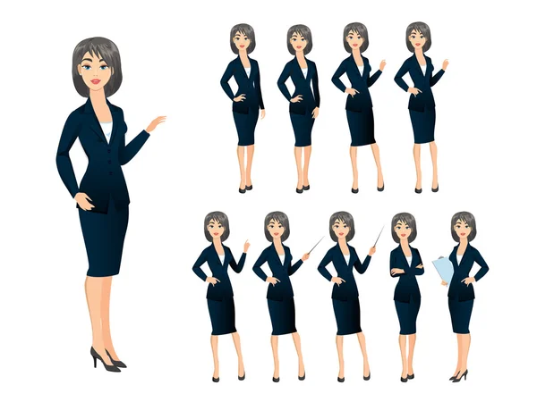 Chica en diferentes poses — Vector de stock