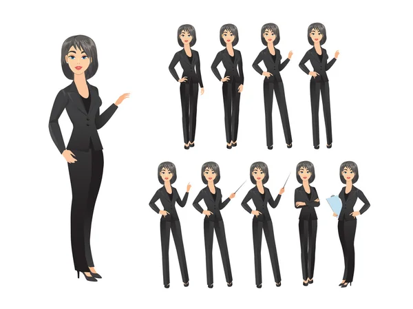 Chica en diferentes poses — Vector de stock