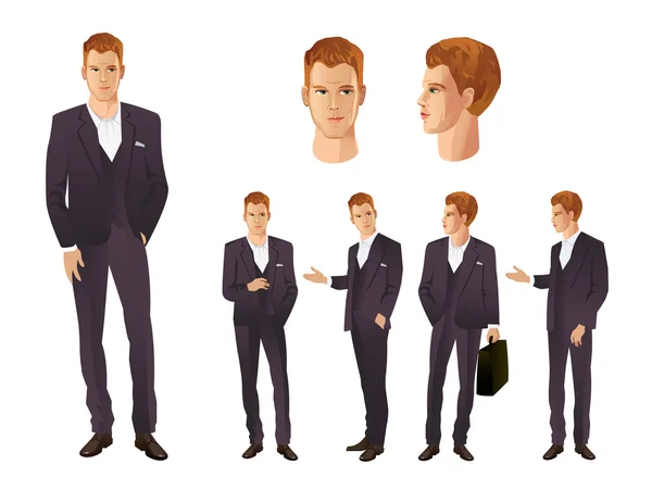 Homem em poses diferentes — Vetor de Stock