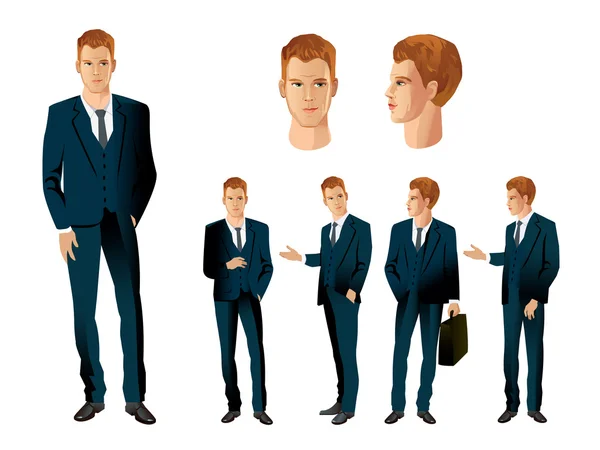 Homem em poses diferentes — Vetor de Stock