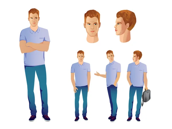 Man in verschillende poses — Stockvector