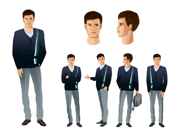 El hombre en diferentes poses — Vector de stock