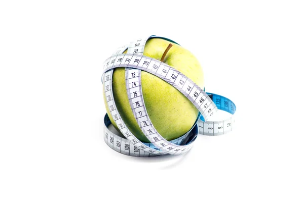Apple with measure tape — Stock Photo, Image