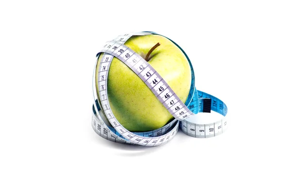 Apple with measure tape — Stock Photo, Image