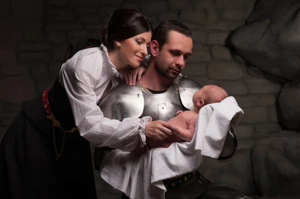 Happy medieval family — Stock Photo, Image