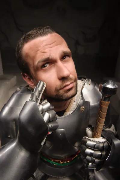 Emotional portrait of medieval Knight — Stock Photo, Image