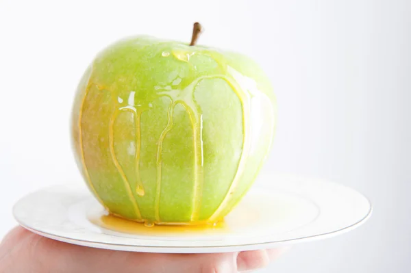 Apple and honey closeup portrait — Stock Photo, Image