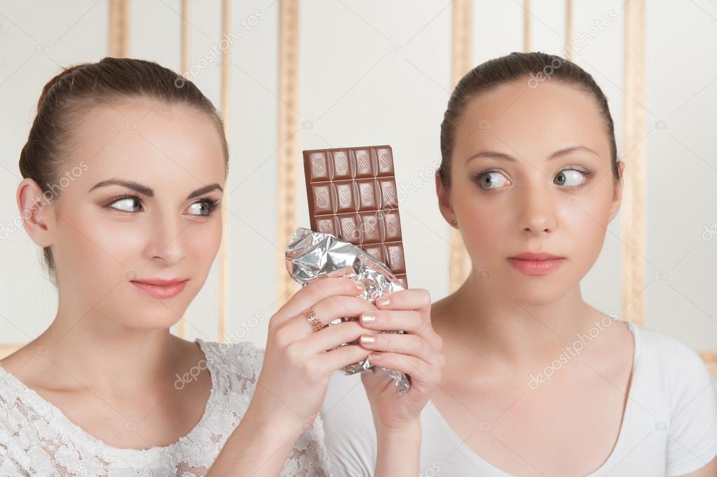 Ballet dancers posing with chocolate