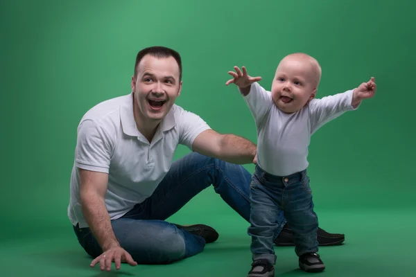 Father and toddler son playing around — Stock Photo, Image