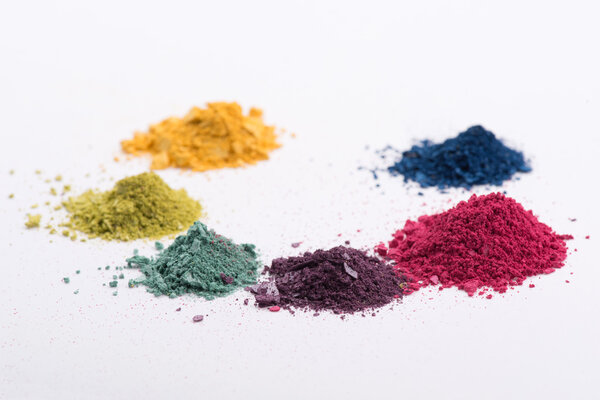 Close-up view of  heaps crashed eyeshadow in different colours i