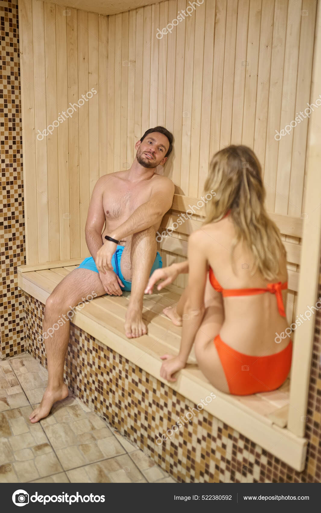 A couple looing relaxed while spending time in sauna together Stock Photo by ©Dmyrto_Z 522380592