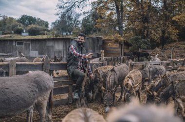 Organik çiftlikte çalışan çiftçi.
