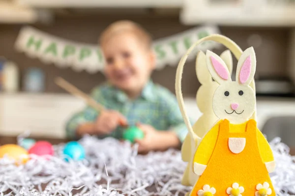 Little Caucasian boy preparing for the holiday — Stock Photo, Image