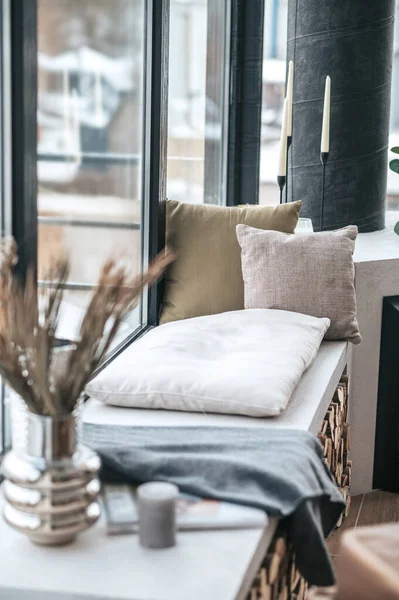 Intérieur Une Photo Une Chambre Avec Intérieur Agréable Moderne — Photo