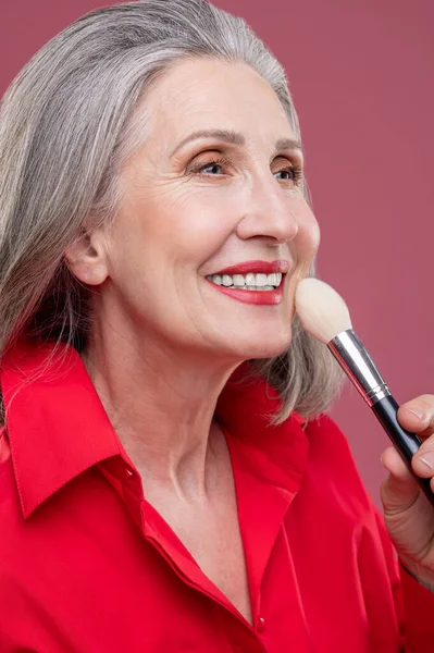 Appearance Portrait Smiling Woman Face Brush — Stock Photo, Image