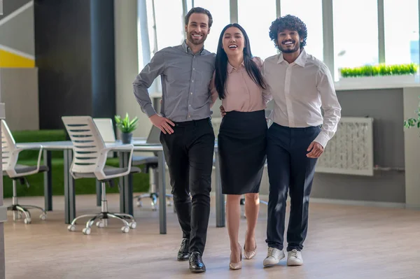 Dream team. Young business colleagues looking happy and cheerful in the office