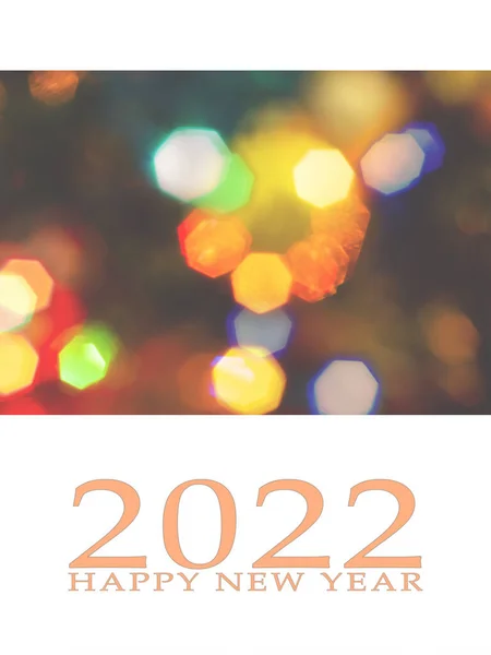 Feliz Año Nuevo 2022 Tarjeta Felicitación Fondo Borroso Las Luces — Foto de Stock