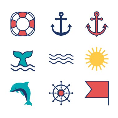 deniz ikonu vektör çizimi deniz yolculuğu tasarım elementleri
