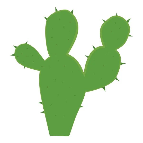 Illustrazione Vettoriale Cactus Verde Con Spine Isolato Sfondo Bianco Carino — Vettoriale Stock