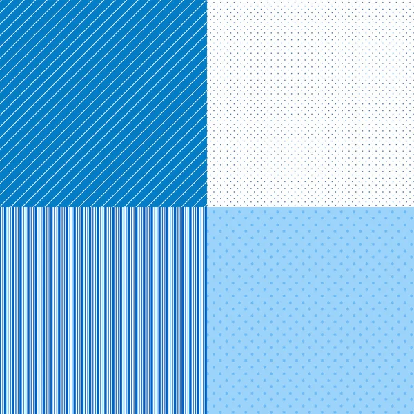 Vektor Design Nahtloser Muster Blau Und Weiß Streifen Sterne Punkte — Stockvektor