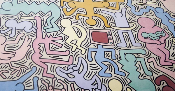 Pisa Італія Серпня 2021 Pisa Mural 1989 Keith Haring Намальована — стокове фото