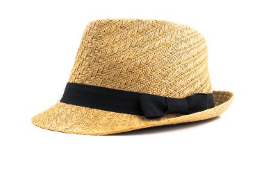 şerit beyaz arka plan ile oldukça hasır şapka