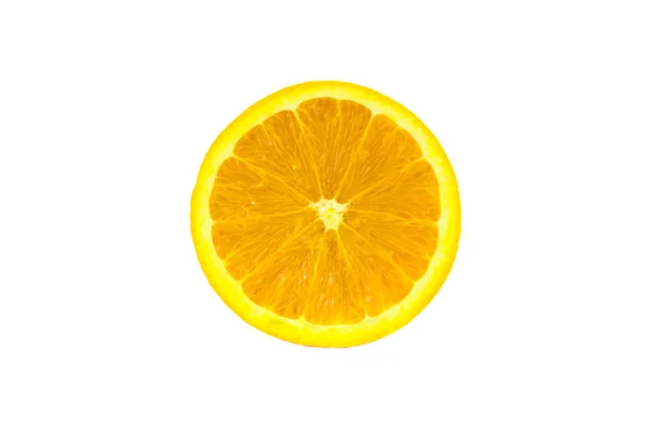 Fatia de fruta laranja fresca no fundo branco — Fotografia de Stock