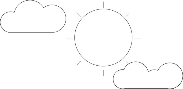 Beyaz arkaplanda bulutlar ve güneş simgesi