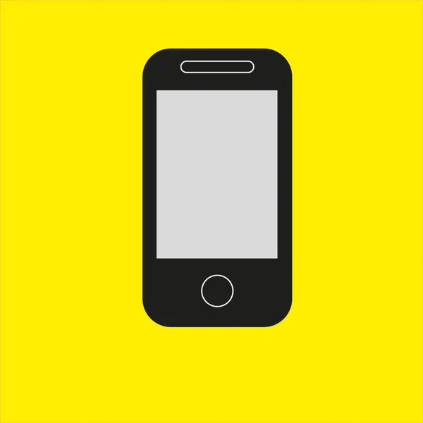 Mavi arka planda düz dizayn tarzında akıllı telefon simgesi. Cep telefonu sembolü. Vektör illüstrasyonu