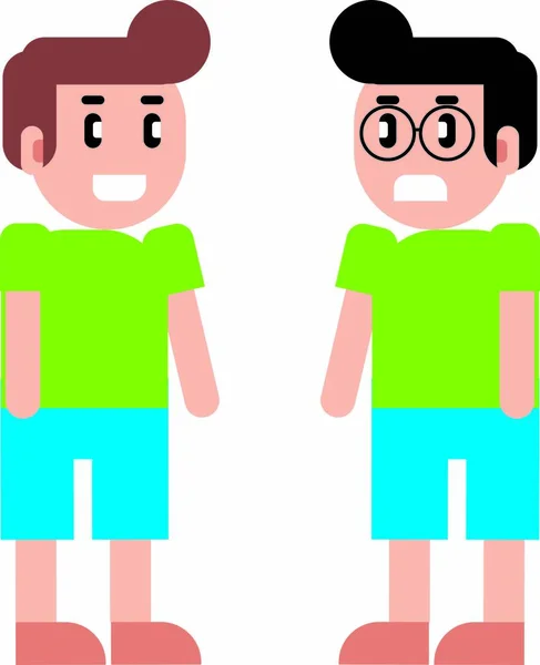 Flat Illustration Characters Boys White Background — Stock Photo, Image