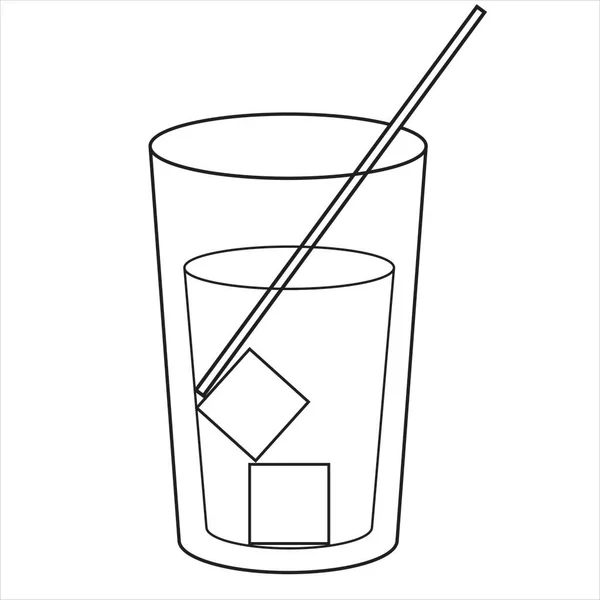 Icon Glass Cocktail Straw Pieces Ice — Zdjęcie stockowe