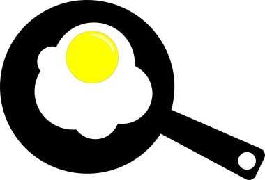 Kahvaltı vektör simgesi siyah tavada çırpılmış yumurta.