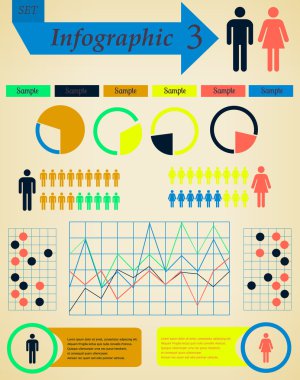 erkek ve kadın - retro vektör infographics öğeleri ayarlama