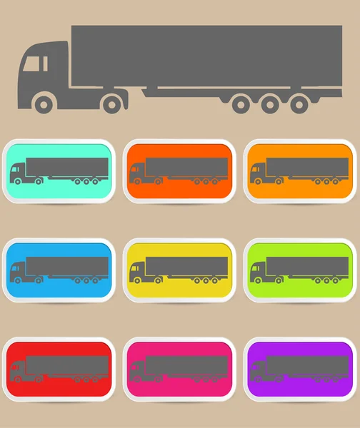 Camions icônes avec réfrigérateur. Vecteur — Image vectorielle