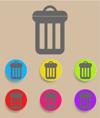 çöp kutusu simgesini renk çeşitleri ile vektör