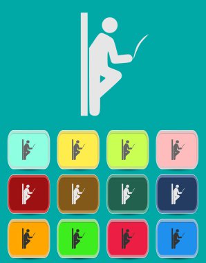 piktogram duvara yaslanmış gazete okuyan bir adamın