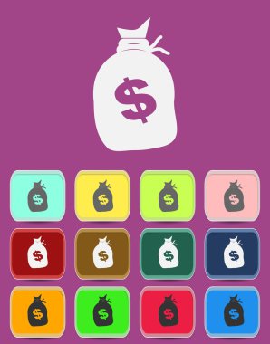 para çantası ile bir dolar işareti simgesi