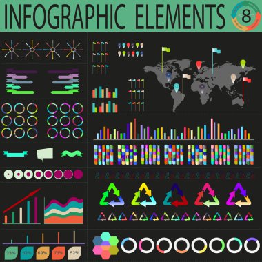 varicoloured karanlık dünya infographics diyagramı ile. Infographic