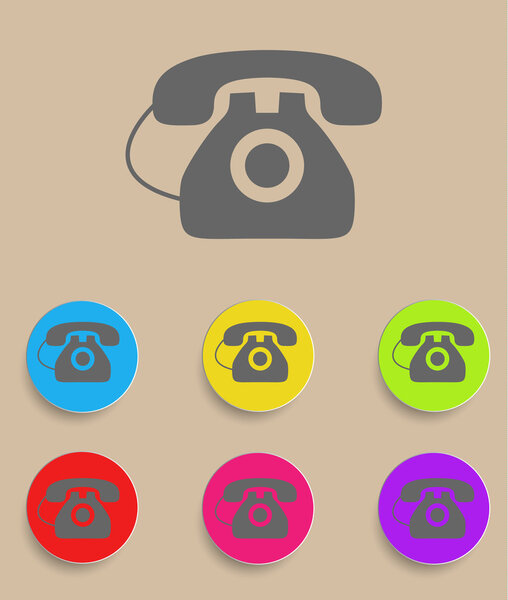vector old phone icons with color variations