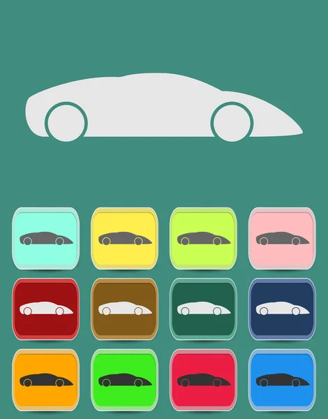 Icona dell'automobile con le variazioni di colore, vettore — Vettoriale Stock
