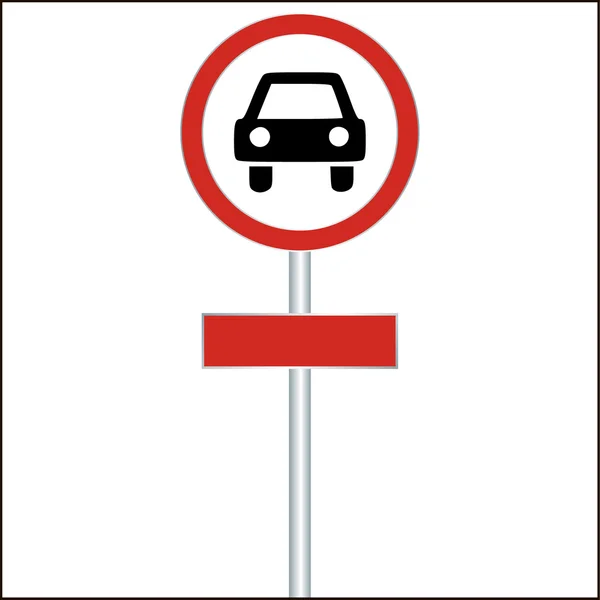 Röd skylt med bil - vektor illustration — Stock vektor