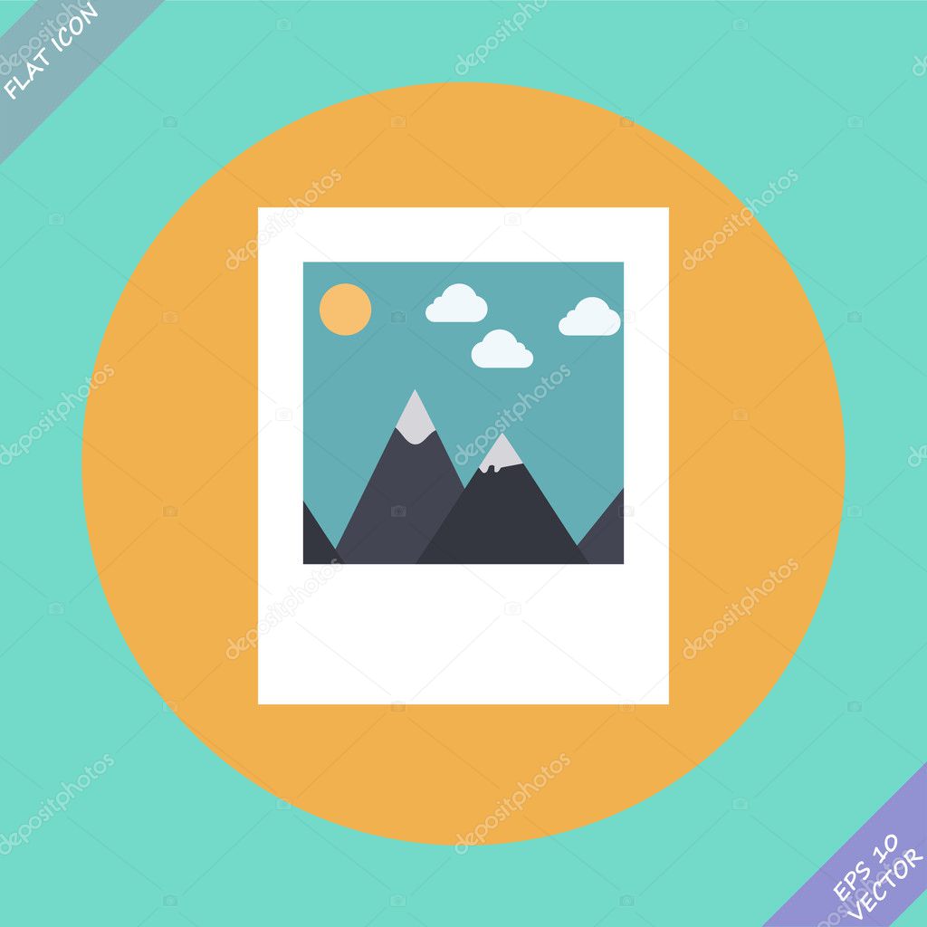 Landscape photo icon - vector illustration. Flat design element