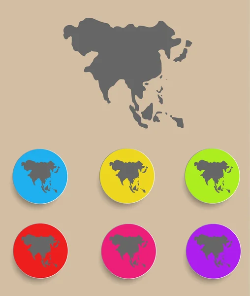 Mapa da Ásia - ícone isolado. Vetor — Vetor de Stock