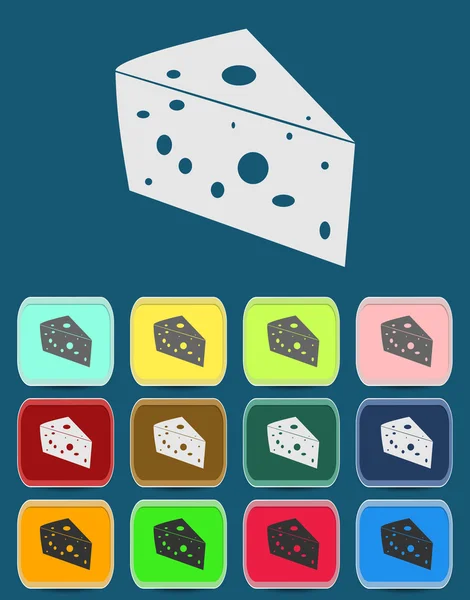 Τυρί εικονίδιο με παραλλαγές χρώματος, διάνυσμα — Διανυσματικό Αρχείο