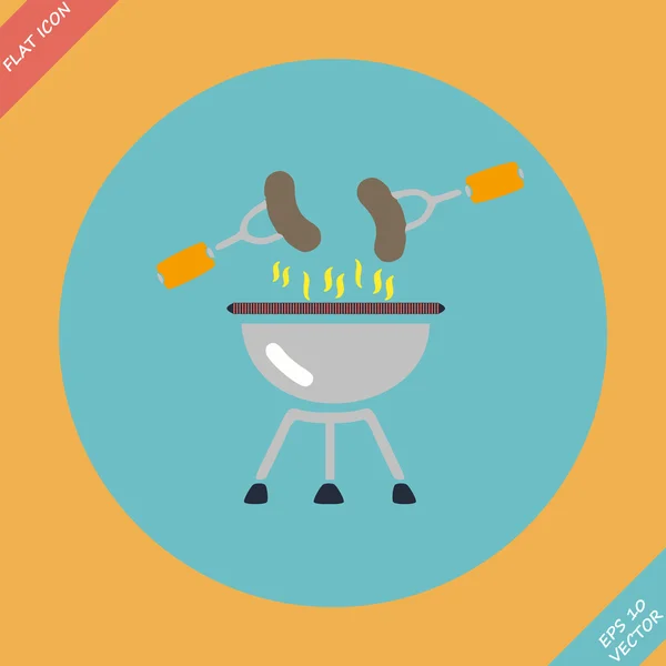 Barbecue icône de menu grill - illustration vectorielle . — Image vectorielle