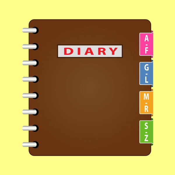 Личный организатор. Дневник в коричневой обложке. Вектор — стоковый вектор