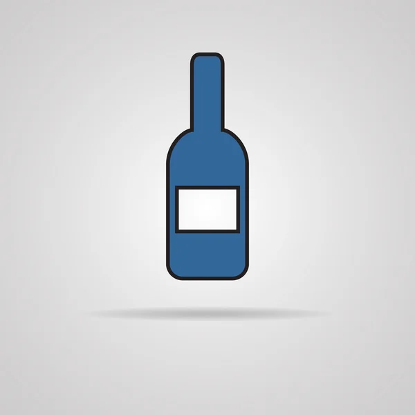 Icono de botella de vino con sombra — Vector de stock
