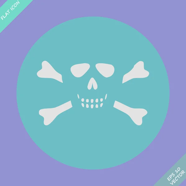Crâne et os - une marque de l'avertissement de danger — Image vectorielle
