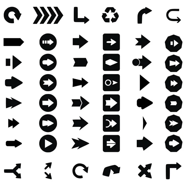 Set di frecce nere universale. illustrazione vettoriale — Wektor stockowy