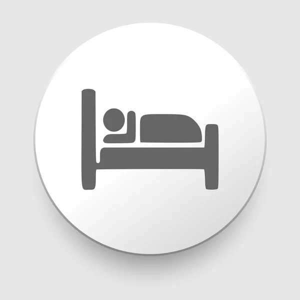 Hombre durmiendo en la cama en el Motel - Vector icono — Vector de stock